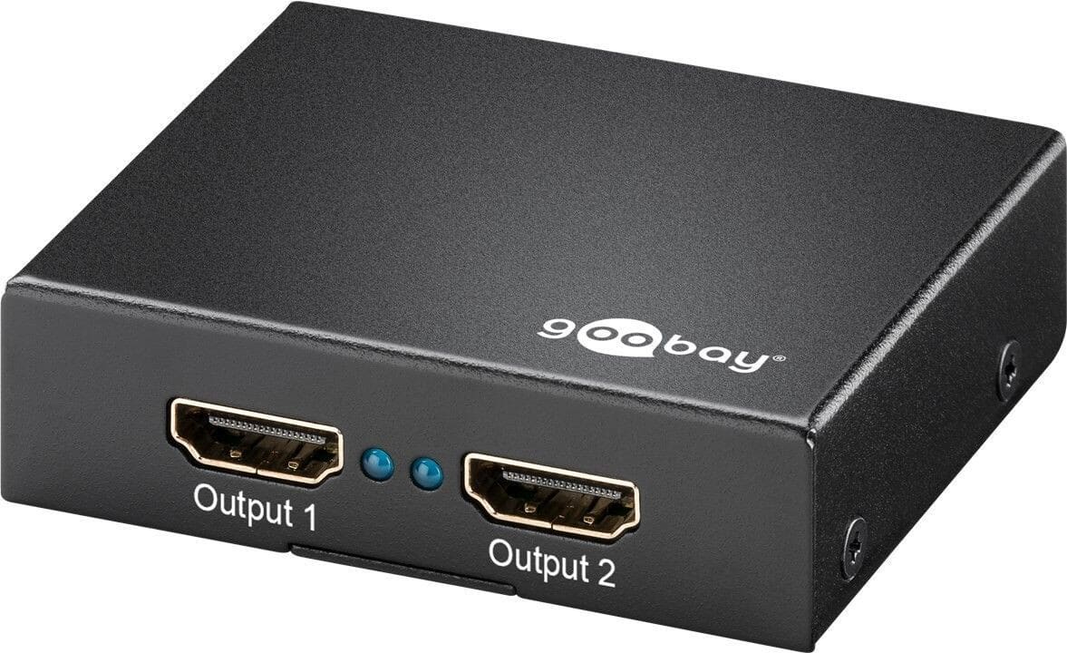 HDMI Splitter Ultra HD 4K/2K, 1 ind/ 2 ud. Del nemt HDMI signal til 2 skærme.