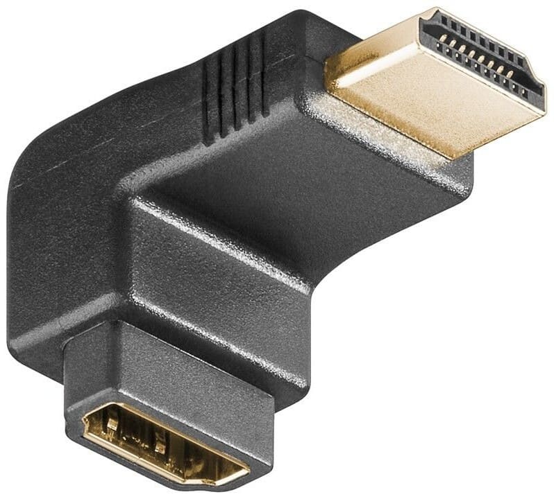 HDMI-HDMI angeled adaptor, moulded, gold plated