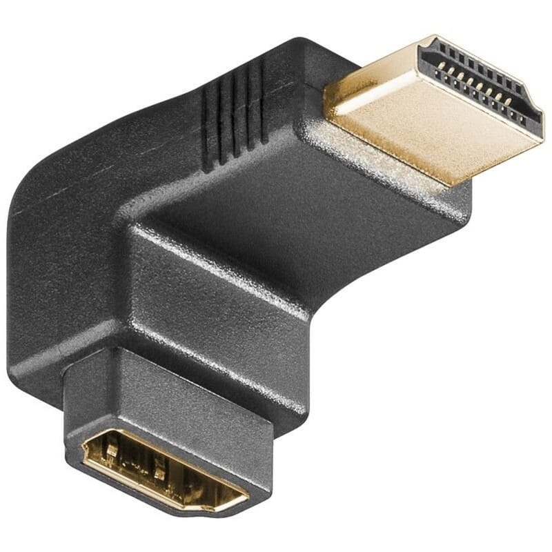 HDMI-HDMI angeled adaptor, moulded, gold plated