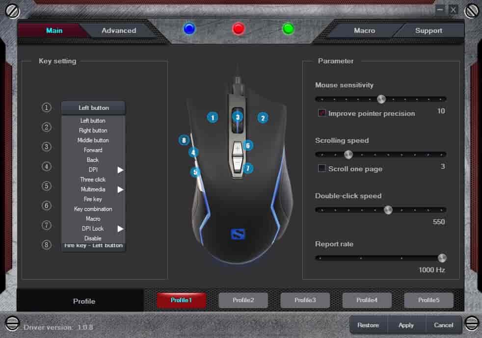 Sandberg Xterminator Mouse - konfigurerbare knapper og taster