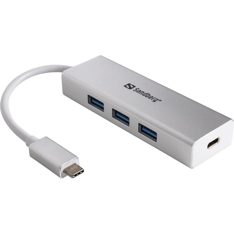 USB-C til 3 x USB 3.0 med strømstik - Sandberg