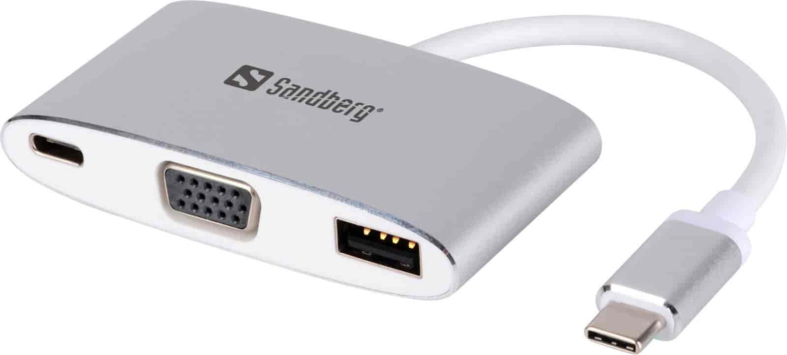 USB-C Mini Dock VGA+USB Sandberg med 5 års garanti