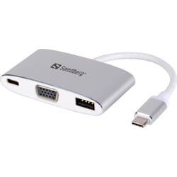 USB-C Mini Dock VGA+USB Sandberg med 5 års garanti
