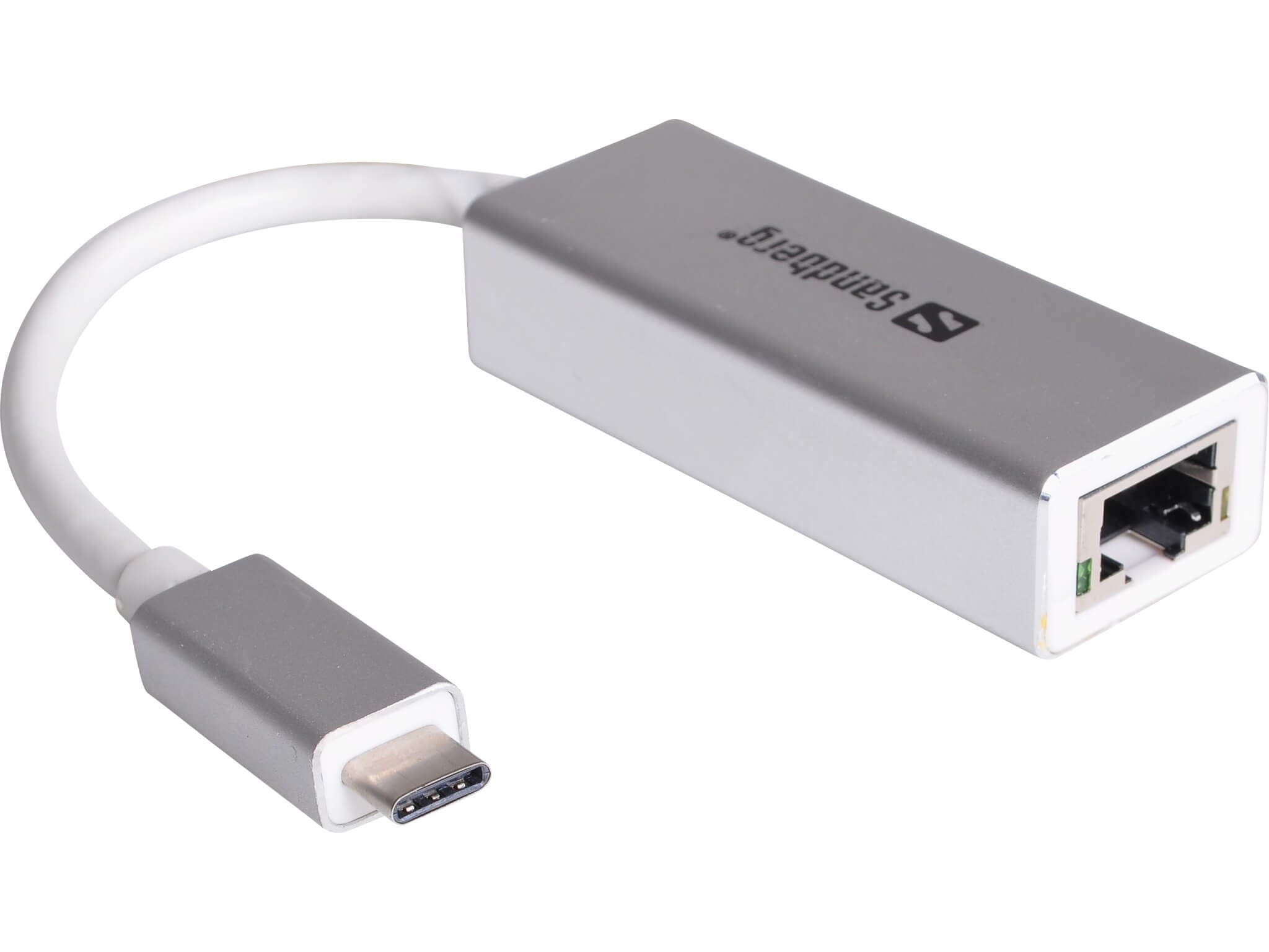 USB-C RJ45 netværksadapter Sandberg 10 100 1000 Mbps 8023X