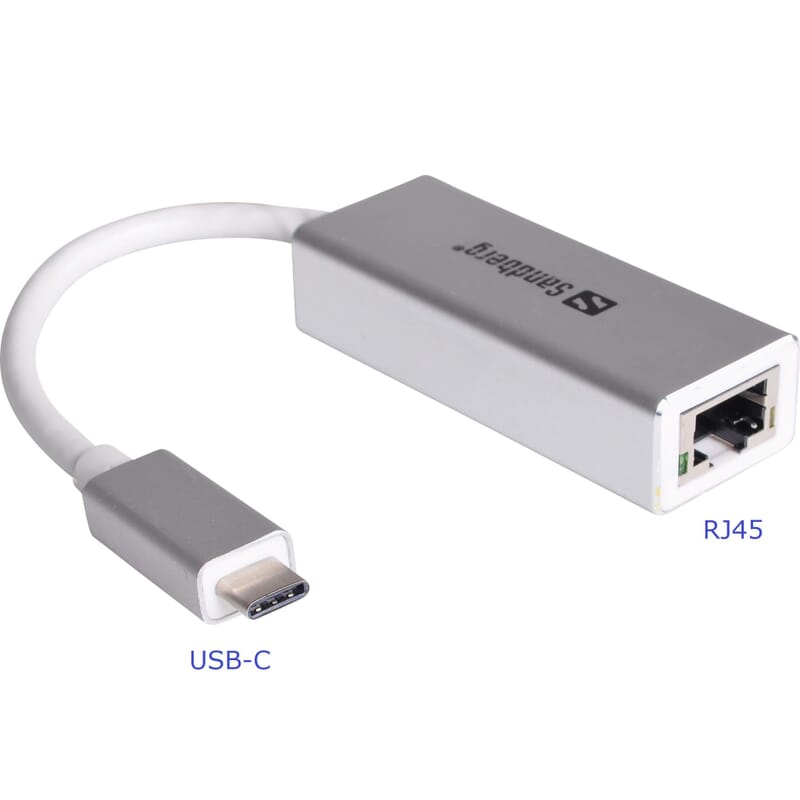 USB-C RJ45 netværksadapter Sandberg 10 100 1000 Mbps 8023X
