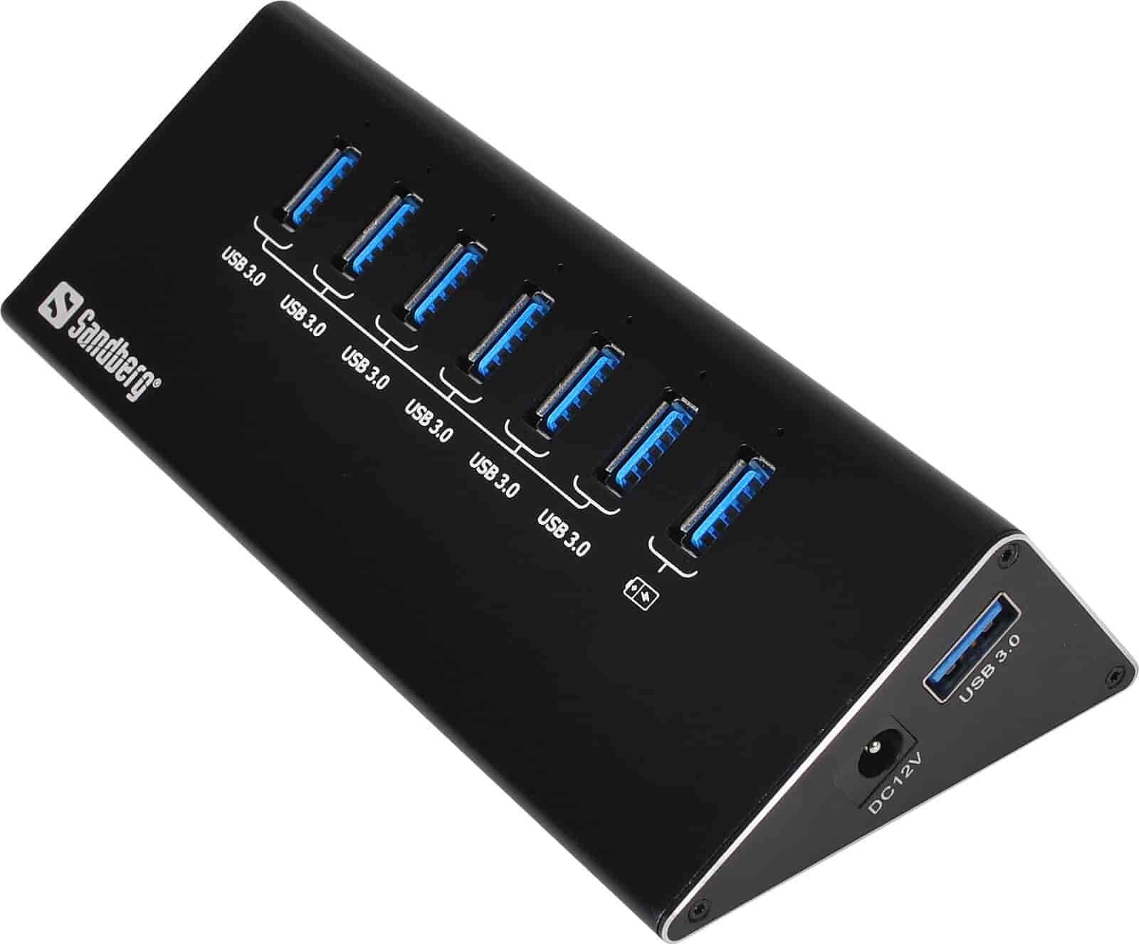 USB 3.0 Hub 6+1 ports kvalitetshub, udvid din PC med flere USB porte,Sandberg 