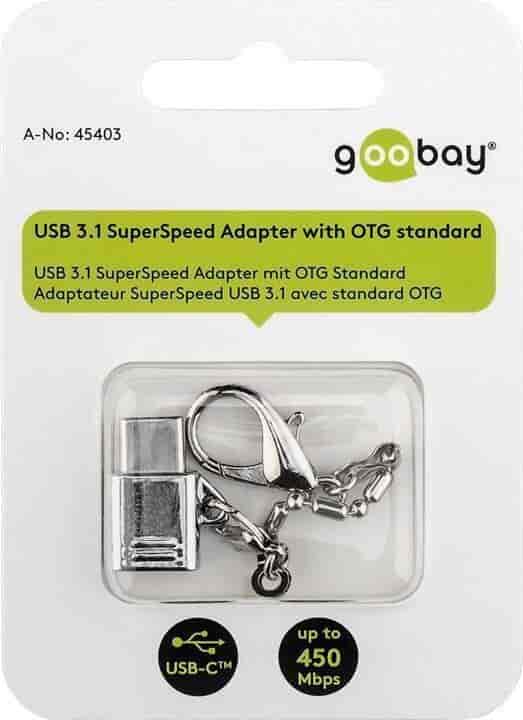 OTG Superspeed adapter, silver, USB-C to USB 2.0 Micro-B