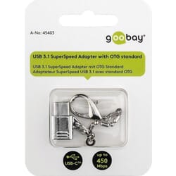 OTG Superspeed adapter, silver, USB-C to USB 2.0 Micro-B