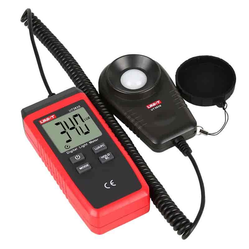 Digital Luxmeter with sensor on spiral cable