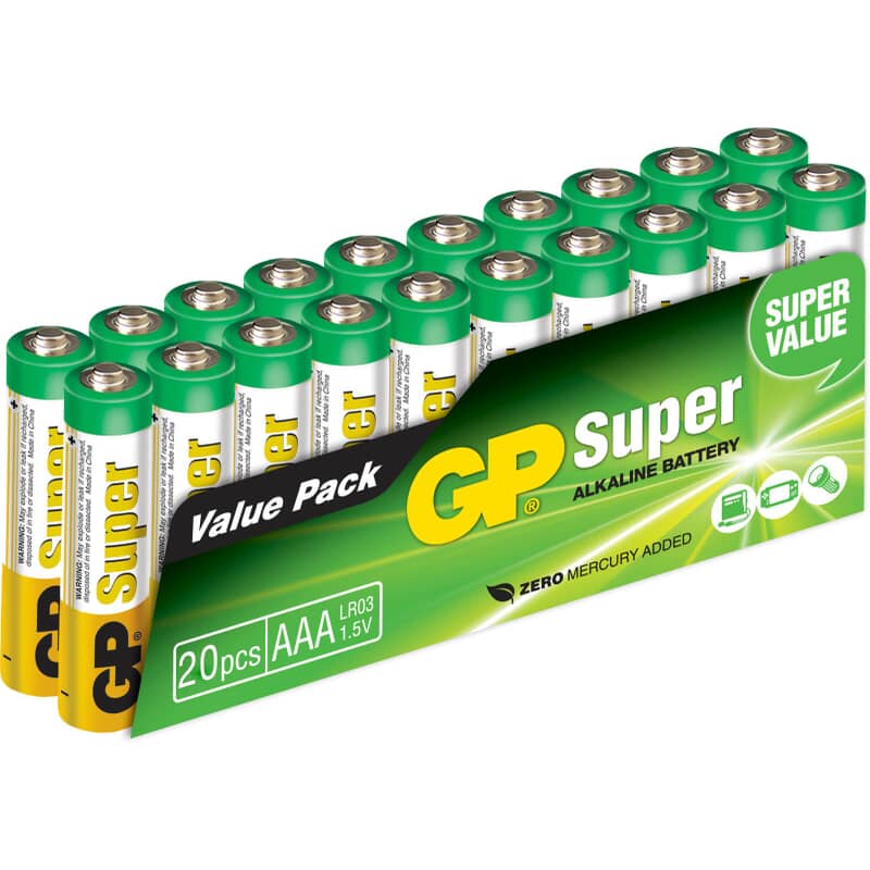 AAA Batteri 1.5 Volt - GP Super alkaline batteri AAA AAA Batteri 1.5 Volt - GP Super alkaline batteri AAA