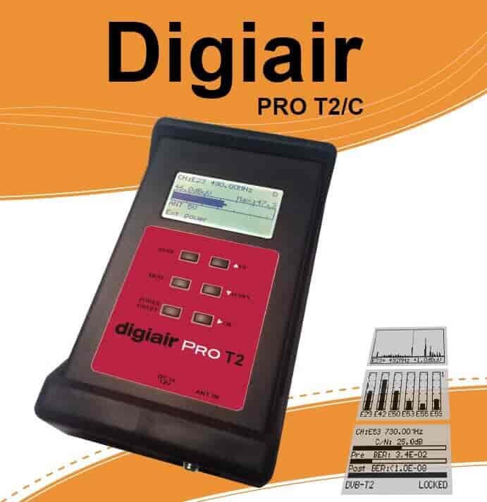 DigiAir PRO T2/C Signalfinder - Signalstyrkemåler til antennejustering DVB-T, DVB-T2, DVB-C