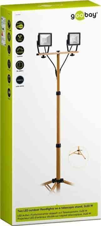 LED arbejdslampe på teleskopstativ. 2 x 20W