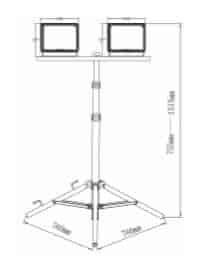 Dimensioner LED arbejdslampe - LED arbejdslampe på teleskopstativ. 2 x 20W