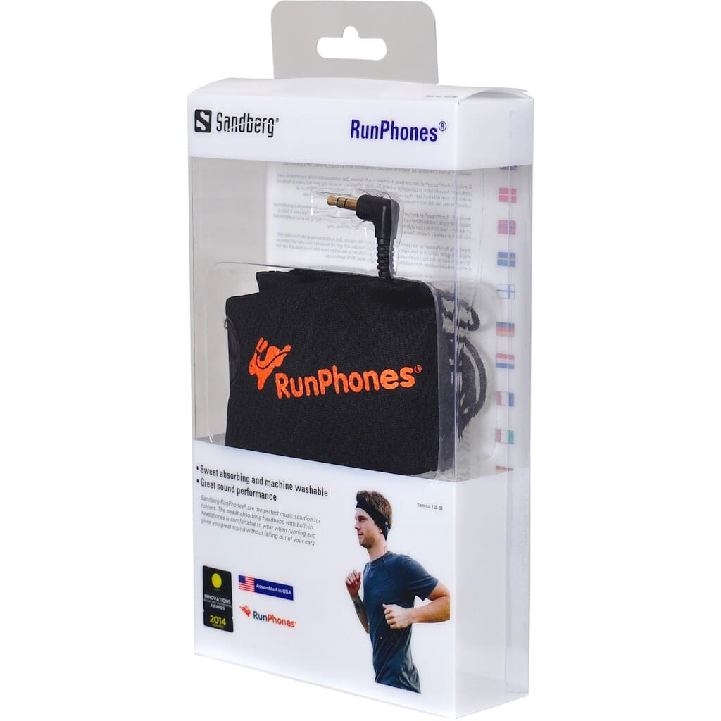 Sandberg RunPhonesSandberg RunPhones® are the perfect music solution for runners. The sweat-absorbing headband with built-in headphones is comfortable to wear when running and gives you great sound without falling out of your ears, as easily happens with traditional earphones. The headphones are easily removed from the headband when it needs to be machine washed. Compatible with all smart phones, MP3 players etc.Sandberg