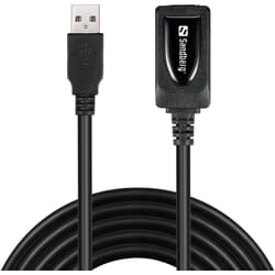 Sandberg Extension USB2.0 AA 5m(Active)A USB connection between a computer and a USB device cannot exceed 5 metres in length using normal cables. The Sandberg USB 2.0 Amplifier is an active extension cable that amplifies the signal and extends the USB connection by 5 metres. Simply connect the cable between your computer and the existing USB cable, allowing you to increase the distance up to 10 metres, whether you are using a USB 2.0 Hi-Speed or a USB 1.1 Full-Speed connection. The signal is amplified as soon as the cable is attached to the USB port what could be simpler!Sandberg