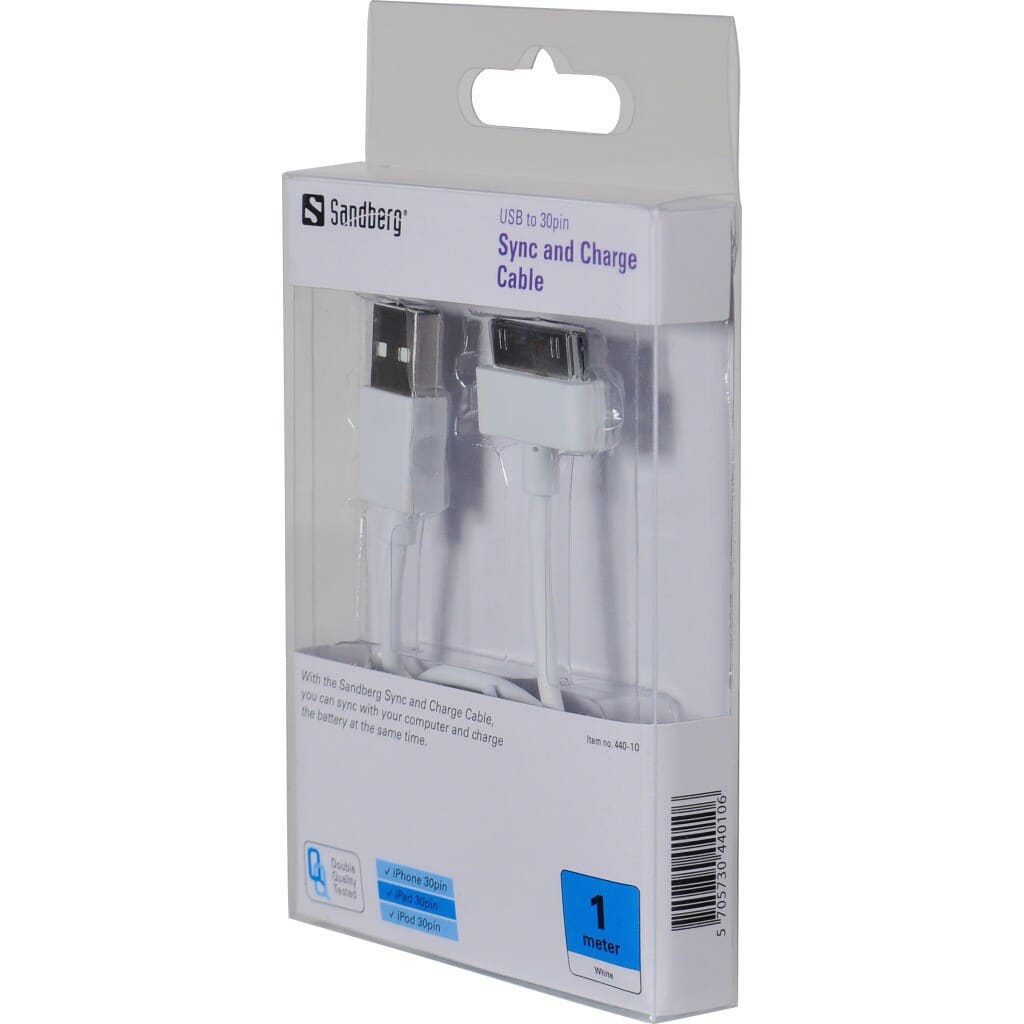 Sandberg USB 30pin Sync/Charge 1m White
