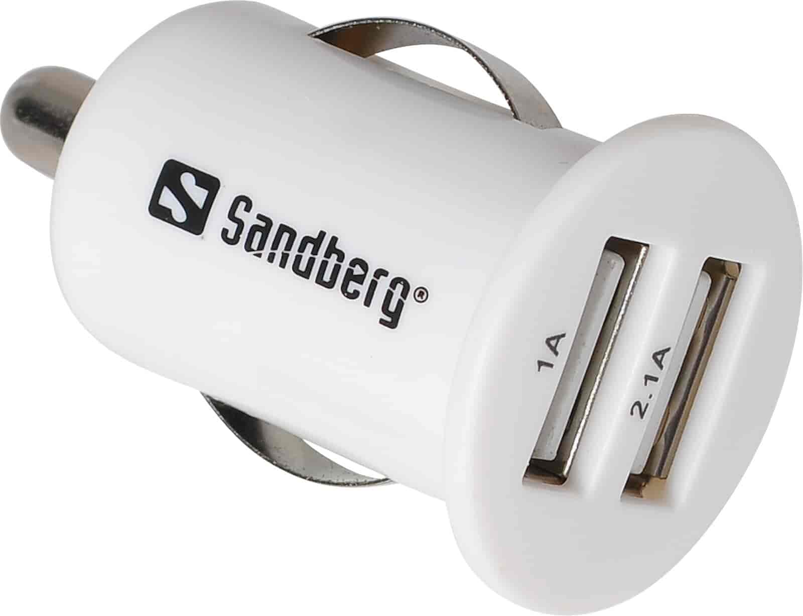 Sandberg Mini Car Charger 2xUSB 1A+2.1AWith the Sandberg Car charger 2 x USB, you’ll always have a USB port to hand in your car, whether it’s your iPad, iPhone, iPod or another USB device that’s running low on power.Sandberg
