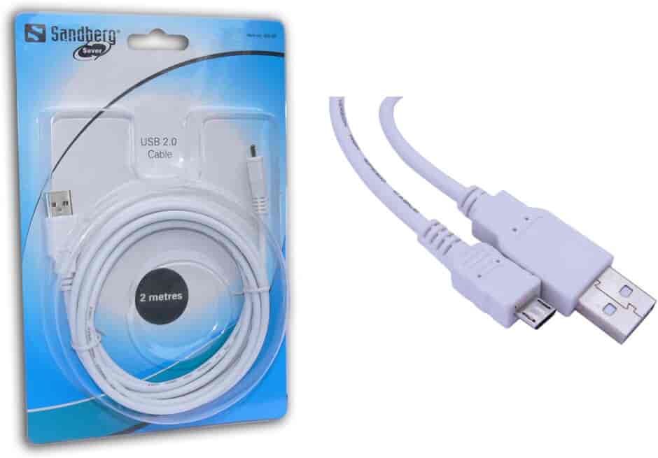 Sandberg USB2 A-MicroB 2m SAVERThis cable connects a Micro USB device with one of your computer's USB ports so that you can, for instance, transfer data between your mobile phone and your computer. Retail EAN: 5705730308086Sandberg