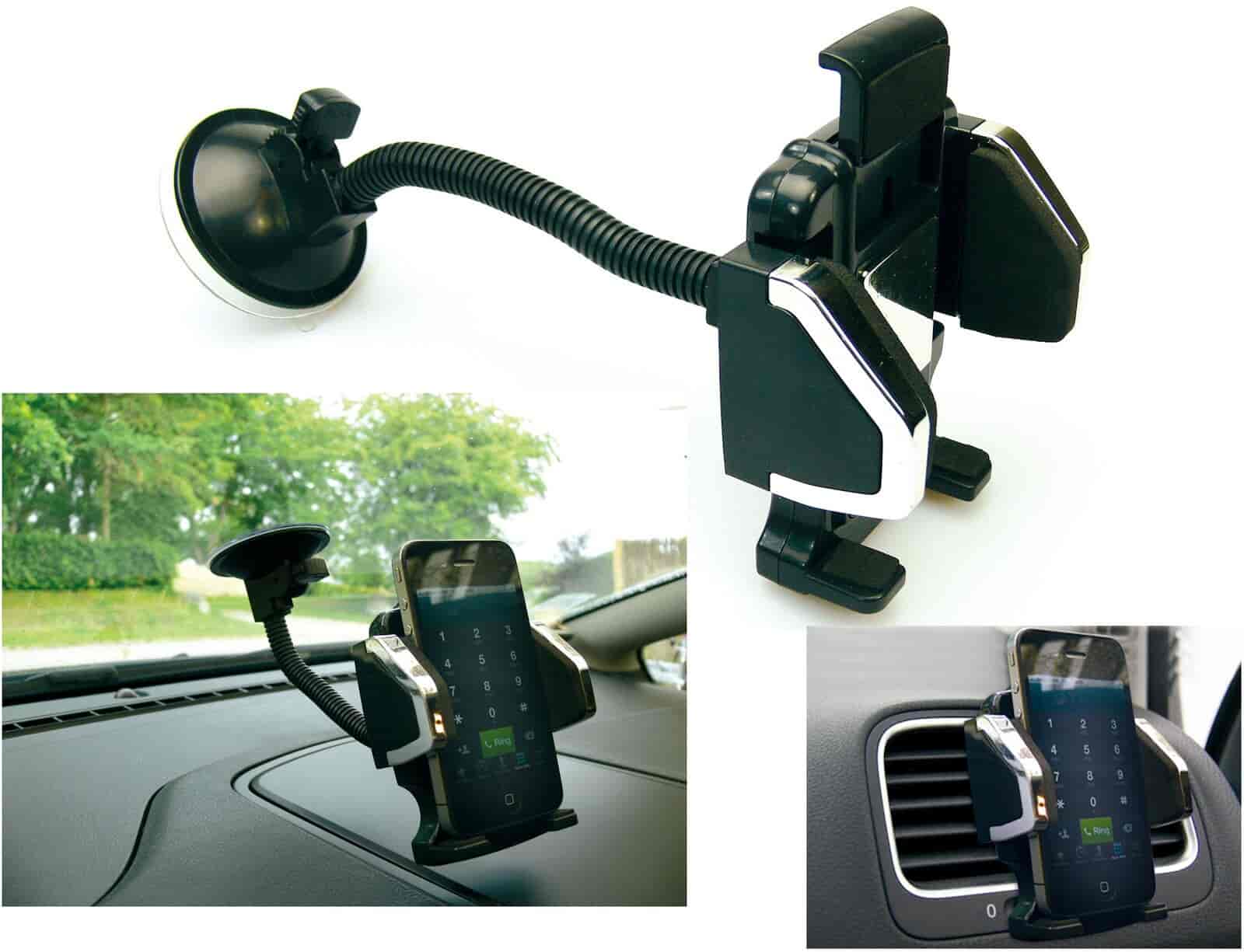 Sandberg In Car Universal Mobile HolderAdjustable, flexible arm for best viewing angle- Fits most phones and covers. No need to remove the cover from the phone- Easy to install, no tools required- Adjustable frame ensures perfect fit- Quick release button- Suction pad with lock knob- Rotatable 360 degrees- Extra large suction cup attaches firmly to the windscreenSandberg