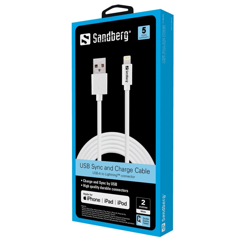 USB til Lightning kabel, 2 m. Apple Approved