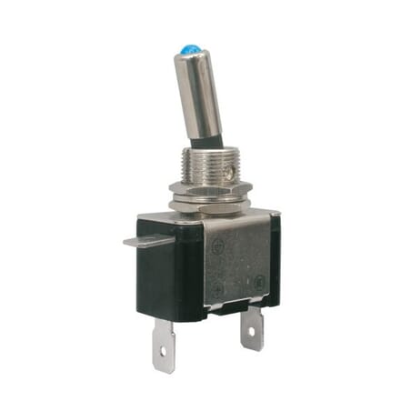 Toggle switch 2pol./2pin ON-OFF 12VDC/25A (blue LED)