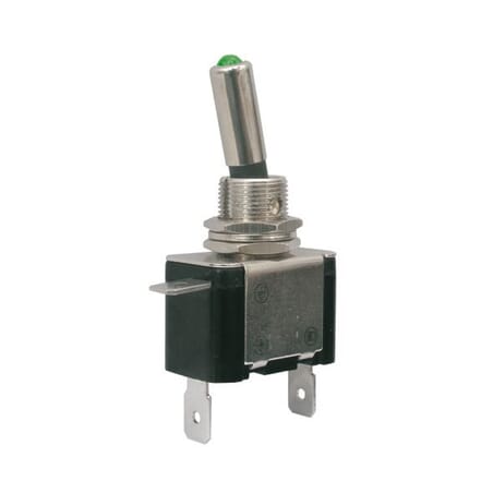 Toggle switch 2pol./2pin ON-OFF 12VDC/25A (green LED)