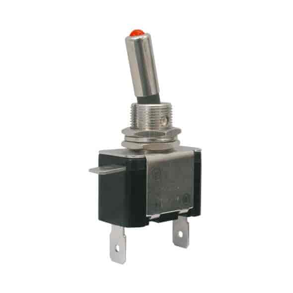Toggle switch 2pol./2pin ON-OFF 12VDC/25A (red LED)