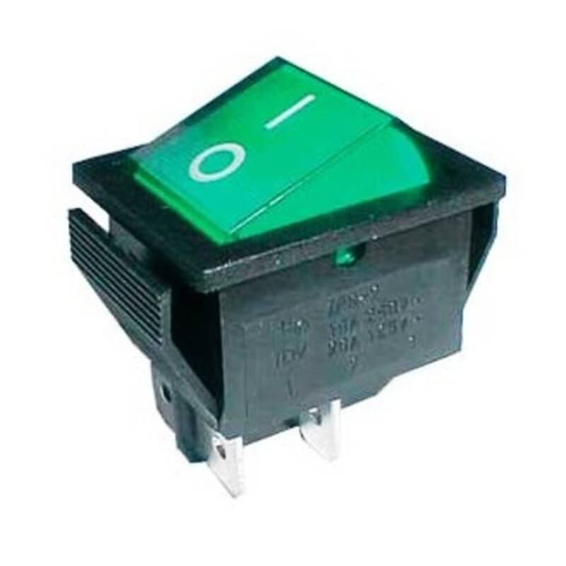 Vippeafbryder 250V/15A, 2 x ON/OFF, 4 ben, grøn/sort Vippeafbryder 250V/15A, 2 x ON/OFF, 4 ben, grøn/sort