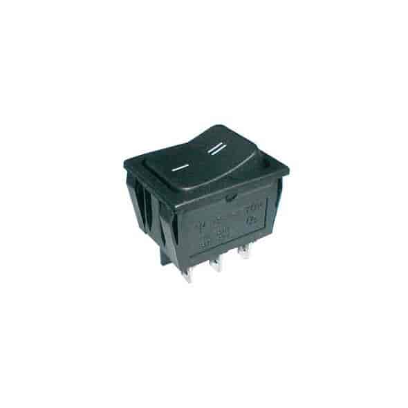 Vippeafbryder 250V/15A, 2 x ON/ON, 6 ben, sort