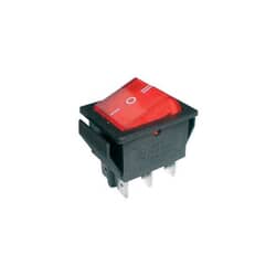 Rocker switch 6pin 2x ON-OFF-ON 250V/15A - transparent red