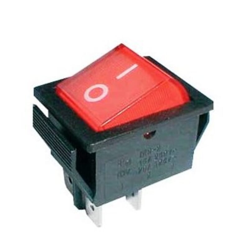 Rocker switch 4pin 2x ON-OFF 250V/15A - transparent red