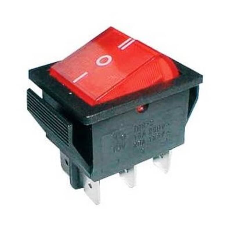 Rocker switch 6pin 2x ON-OFF-ON 250V/15A - transparent red Rocker switch 6pin 2x ON-OFF-ON 250V/15A - transparent red