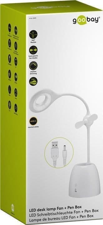 LED desk lamp with mini fan and pen box