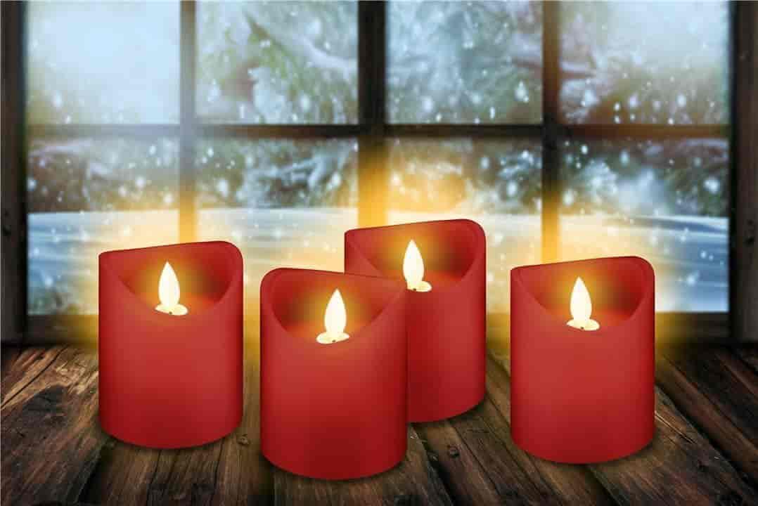 Genuine wax candles with LED. 4 pieces, perfect Christmas light, red