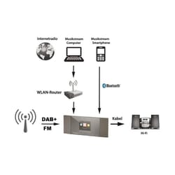 Hybridforsats Internet, DAB+ og FM-radio, Bluetooth, farvedisplay, Wi-Fi, DLNA