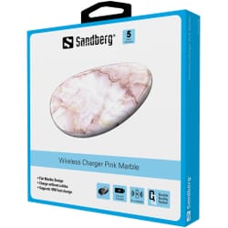 Trådløs opladning af mobiltelefon - Trådløs ladeplade Pink Marble, Sandberg