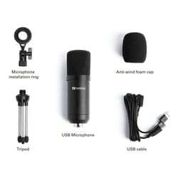 Mikrofon Streamer USB mikrofon på bordstativ, Sandberg