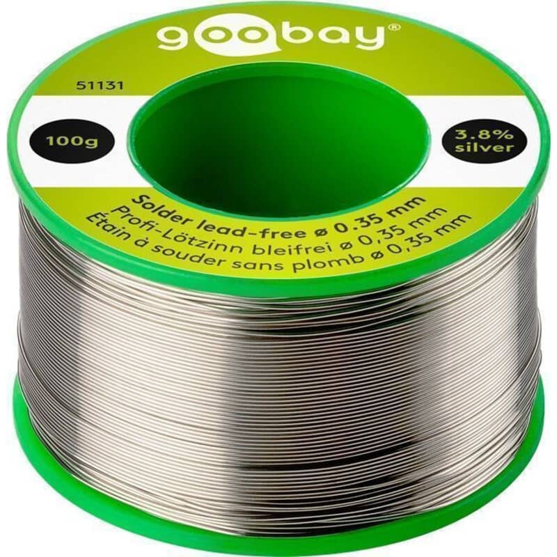 Loddetin blyfrit Profi Ø 0.35 mm, 100 g. rulle 3.8% sølv Loddetin blyfrit Profi Ø 0.35 mm, 100 g. rulle 3.8% sølv