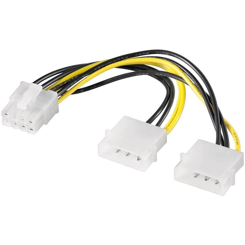 PCI-E power cable 2x4 Pin- 1x8 Pin. 15 cm.
