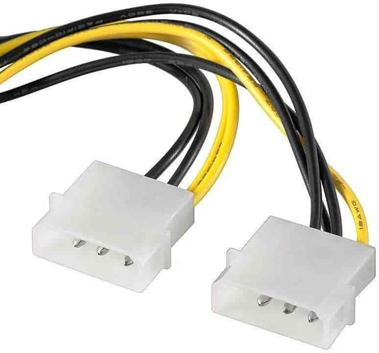 PCI-E strømkabel 2x4 Pin- 1x8 Pin. 15 cm.