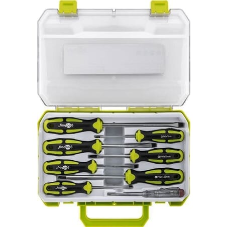 Screwdrivers precision, in 8-piece set. For all ordinary screwing and mounting work.