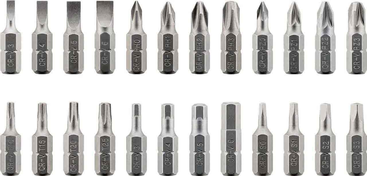 Topnøglesæt 1/4" m. 33 dele, CrV stål. Topnøglesæt med CrV bits PH PZ TX Torx S1 S2 S3.Billigt topnøglesæt - Kvalitets skralle  