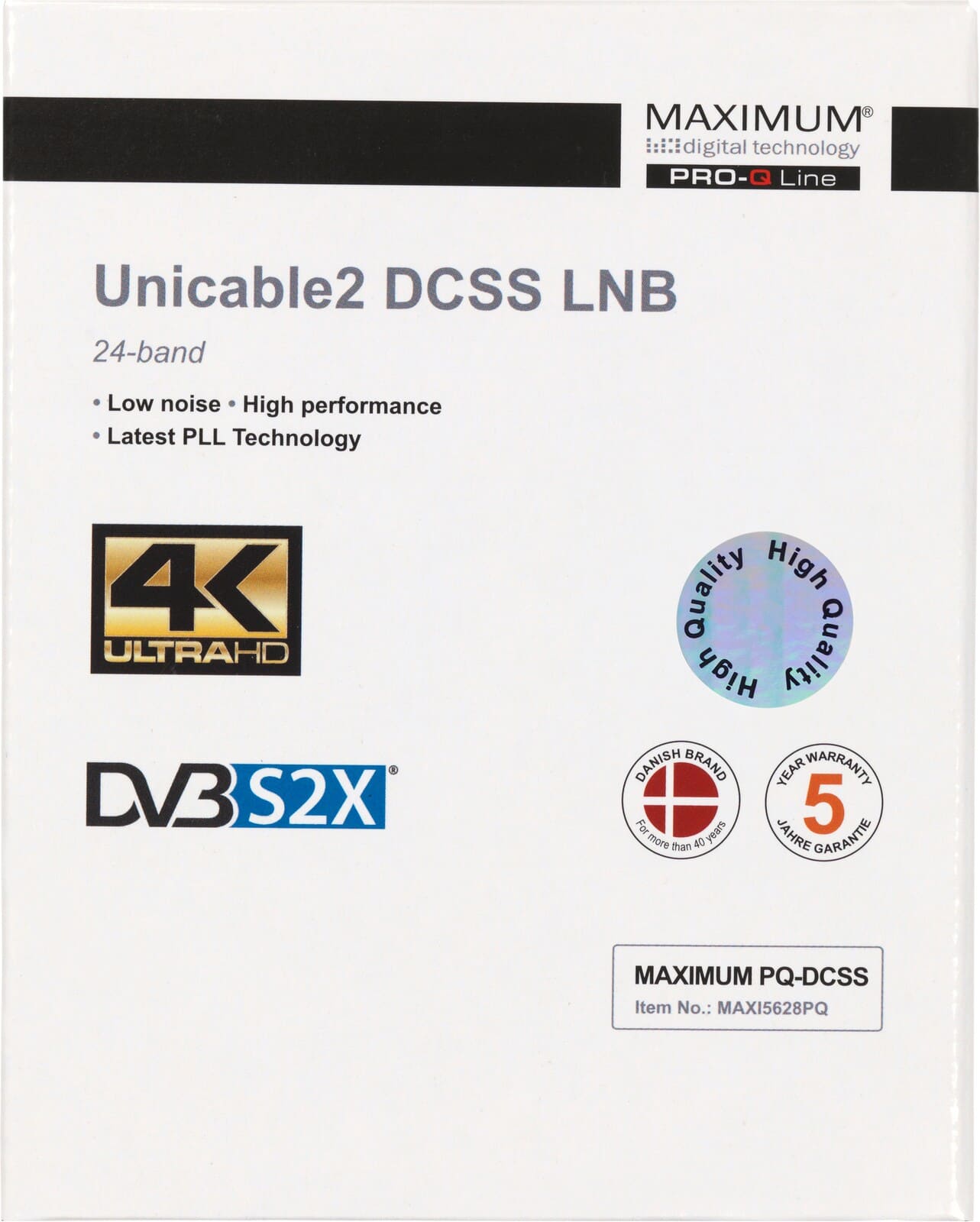 Maximum Unicable2 LNB (DCSS) med 24 frekvenser.