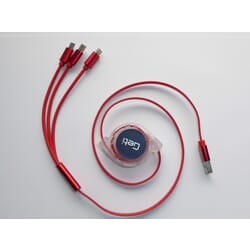 Kabel til iPhone og Android telefon. Multi USB kabel 3i1 udtrækkelig.Oprullelig USB Kabel 3i1 USB-C/Lightning/Micro-USB 1.2 mete