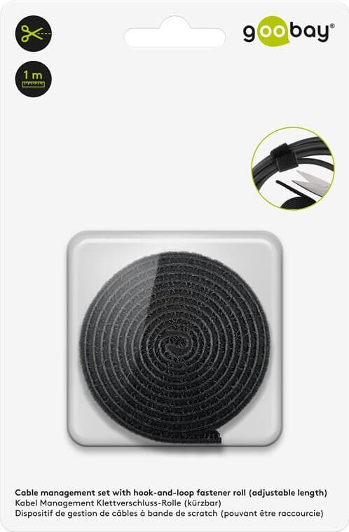 Velcro kabelbånd, sort - få styr på ledningerne.