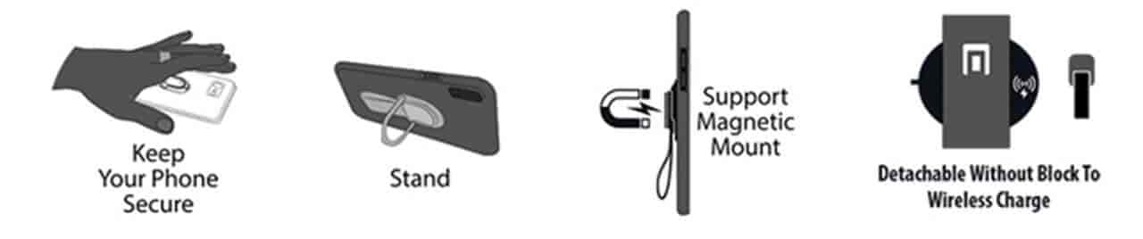 Fingerstrop til smartphone. Sort/ Rose