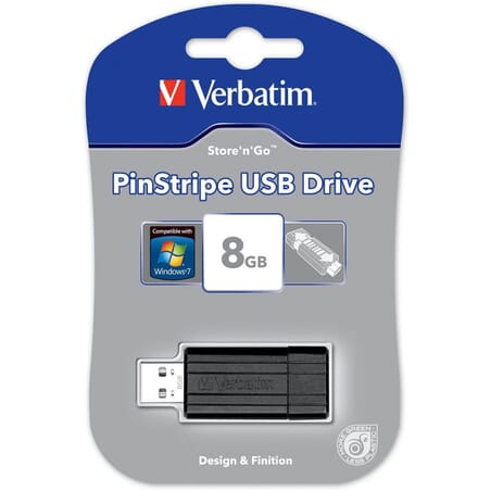 8 GB USB Hukommelse, Verbatim Hi-Speed Store'N'Go PinStribe