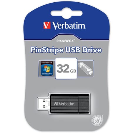 32 GB USB Hukommelse, Verbatim Hi-Speed Store'N'Go PinStribe
