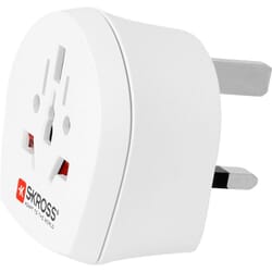 Country Adapter World to UK, UK male, white - suitable for equipment with earthed & unearthed plugs (2- and 3-pole)Country Adapter World to UKsuitable for equipment with earthed & unearthed plugs (2- and 3-pole)SKROSS