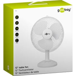 12-inch table fan, white - oscillating, quiet fan with power cable12-inch table fanoscillating, quiet fan with power cablegoobay